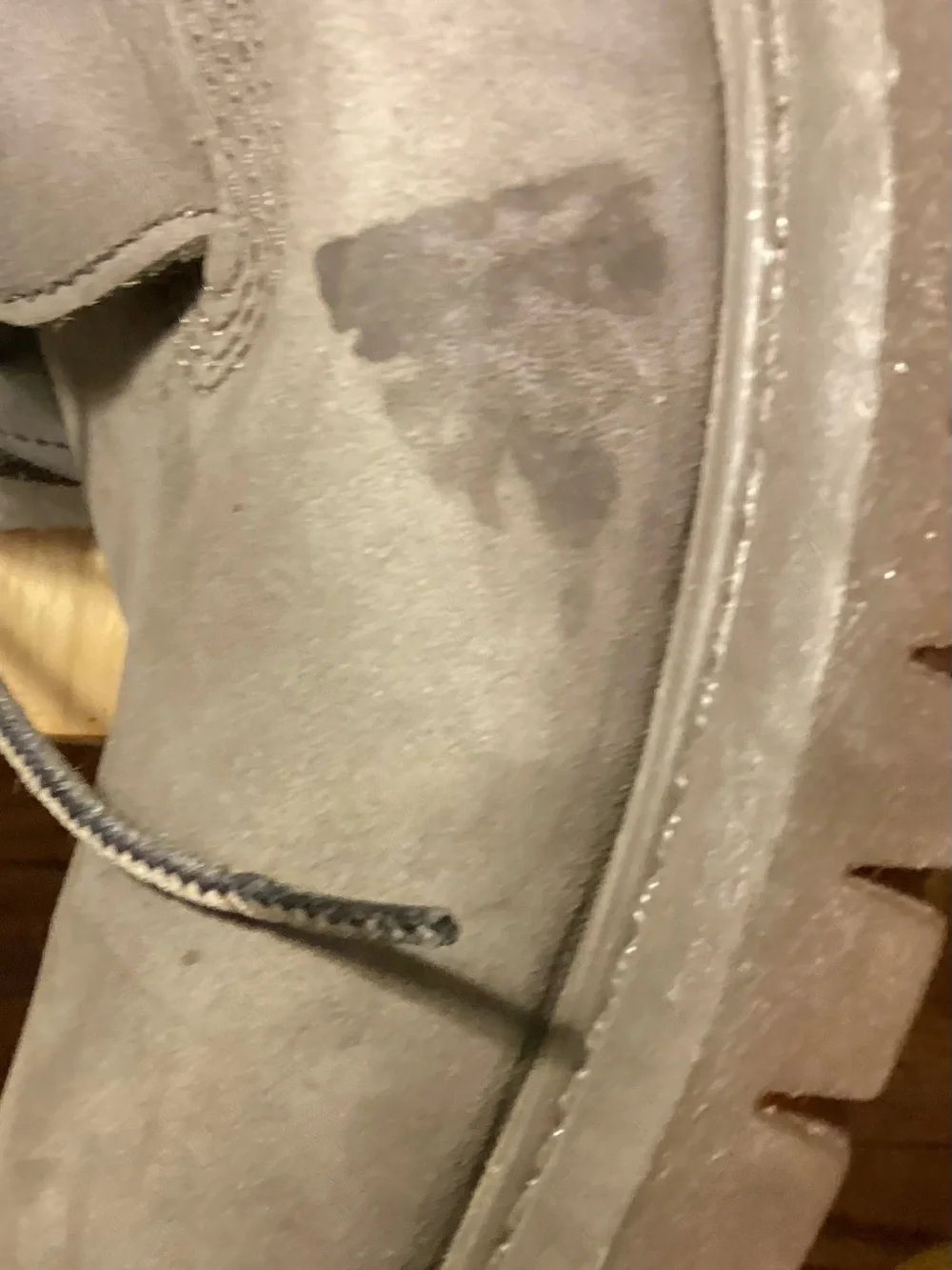 Timberland boots Grey size 9.5 shows marks wear tear bottoms barely used
